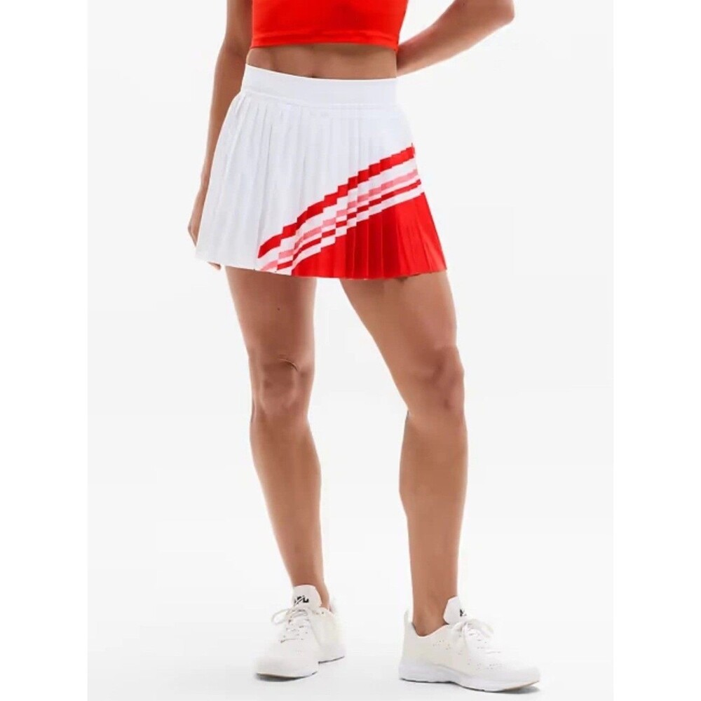 Athleta Sz M Match Point Pleated Colorblock Skort Striped Tennis Skirt Womens